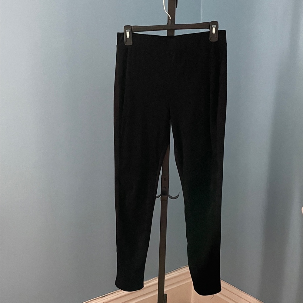Black Tape_ Classic Black Leggings with Faux Suede Front
